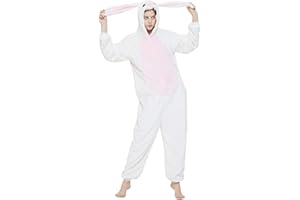ANBOTA Easter Bunny Costume Rabbit Animal Dog Onesie for Adult Women Men Husky Puppy Plush One Piece Pajama Cosplay