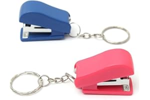1pc Paper Binding Binder Paperclip Mini Stapler with Keychain School Office Supplies Stationery Random Color Clever and attra