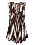 Gaharu Women's Vintage Sleeveless V Neck Pleated Chiffon Polka Dot Tank Top
