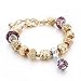 Long Way Gold Plated Snake Chain Bracelet Rhinestone Amethyst Crystal Birthstone Beaded Charm Bracelets Bangles for women at Birthday