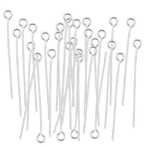 Beadaholique EP20/200S 50-Piece Open Eye Pins, 2-Inch, Silver Plated