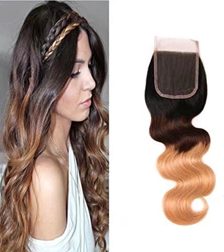 Brazilian 8a Grade Unprocessed Virgin Human Hair Ombre Body Wave Closure Free Part 3 Tone Color Blonde Hair 4X4 Swiss Lace Closure (10)