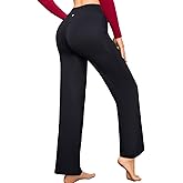 RIHOAS Wide Leg Yoga Pants for Women with Pockets High Waist Tummy Control 7/8 Length Workout Leggings Gym Running Fitness