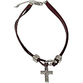 LAFEALO Boho Cross Pendant Necklace Black Velvet Choker Necklace intage Cross Y Lariat Necklace Gold Religion Cross Short Necklace Jewelry for Women