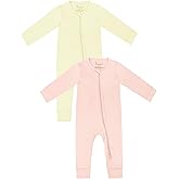 Jimonda Baby Romper Boys Girls Bamboo Pajamas 2-Way Zipper Footless Unisex Long Sleeve Sleepers Sleep and Play 0-24 Months