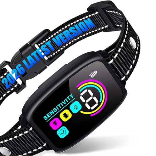Dog Bark Collar for Large Medium Small Dogs,Smart Anti Barking Device with 4 Training Modes,Rechargeable IP67 Waterproof Barking Collar with 8 Adjustable Sensitivity (Black)