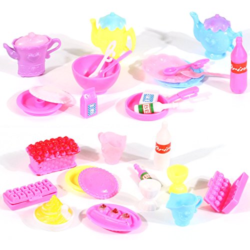 Barbie size dollhouse furniture- accessories plate glasses spoon