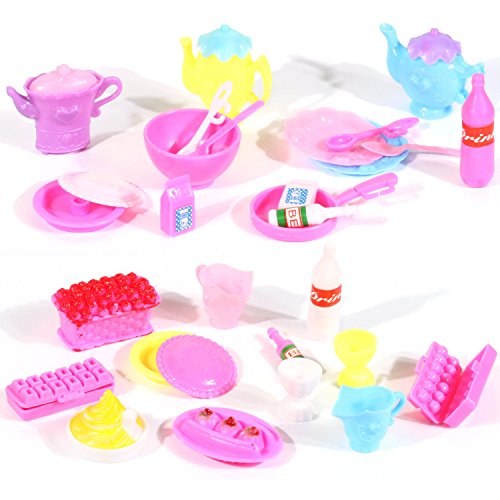 Barbie Size Dollhouse Furniture- Accessories Plate Glasses Spoon