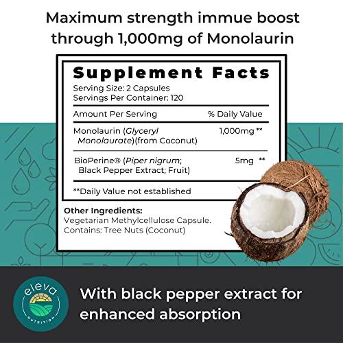 Monolaurin Capsules 1000 mg Monolaurin Supplements w/ Monoester