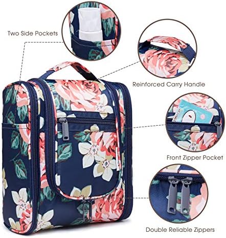 Hanging Travel Toiletry Bag Kit Cosmetic Makeup Organizer for Women and Men (Blue Peony) 4 Hanging Travel Toiletry Bag Kit Cosmetic Makeup Organizer for Women and Men (Blue Peony)