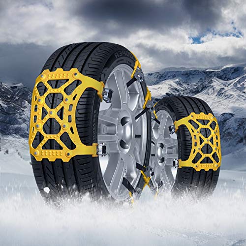 Vodche Car Snow Chains, 6Pcs Emergency Anti Slip Tire Traction Chains Upgraded TPU Snow Chain for Light Truck/SUV/ATV Winter Universal Tire Security Chains (Tire Width 165-285mm/6.5-11.2'')