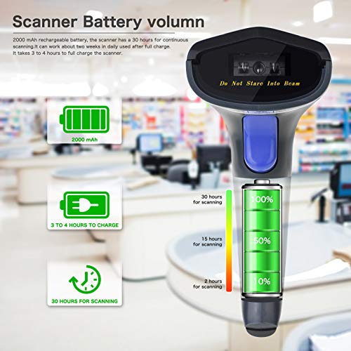 NETUM Wireless CCD Barcode Scanner - Handheld Cordless 1D Bar Code Reader 2.4G Wireless and USB Wired Scan on Mobile Payment Screen Laptops PC Computer for POS System Supermarket Retail Inventory