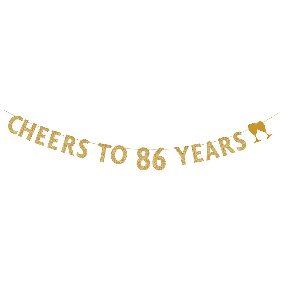 MAGJUCHE Gold Glitter Cheers to 86 Years Banner,86th Birthday Party Decorations