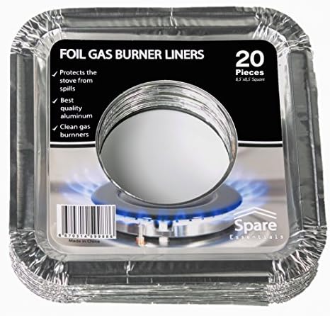 Aluminum Foil Square Gas Burner Bibs Range Protectors Disposable Liner Covers Stove Guard Easy Clean - Silver (8.5" Square) from Spare