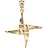 Religious Jewelry Solid 10k Yellow Gold Saint Bridget St. Brigid Cross Pendant