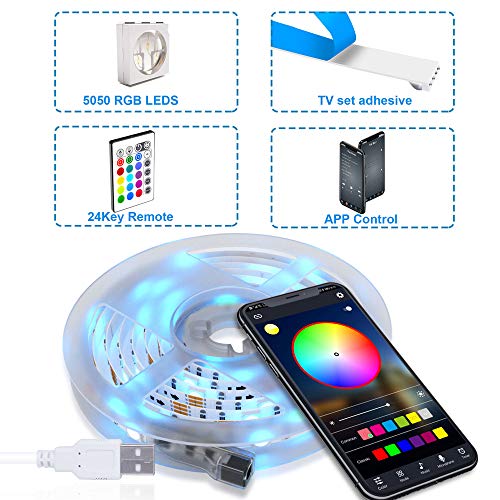 maylit Led Strip Lights Bluetooth 14.3ft for 6575in Tv, USB Led Tv Backlight Kit with App and