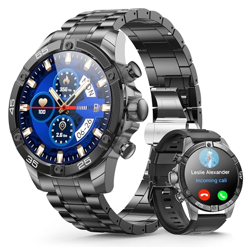 OHUGNA Smart Watch Men Black Steel