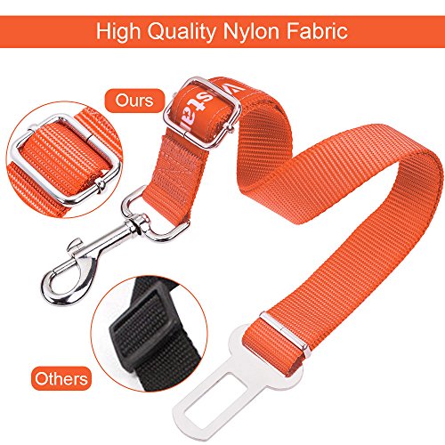 Vastar 2 Packs Adjustable Pet Dog Cat Car Seat Belt Safety Leads Vehicle Seatbelt Harness, Fluorescence Orange