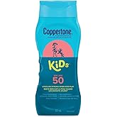 Coppertone Kids Sunscreen Lotion SPF 50, Hypoallergenic Sunscreen for Kids, Water Resistant Face and Body Sunscreen for Child