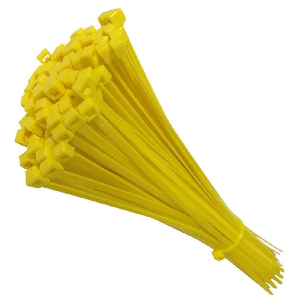50 Tie Wraps Cable Ties Fasteners Wire Zip Strap Cord Strong Nylon Plastic Durable (Large 300mm, Yellow)