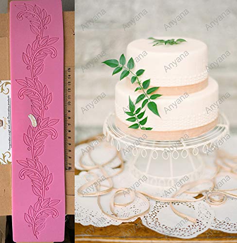 Anyana sugar leaf vine edible cake silicone fondant impression lace mat autumn cake decorating mold gum paste cupcake topper tool icing candy imprint baking moulds sugarcraft trimming