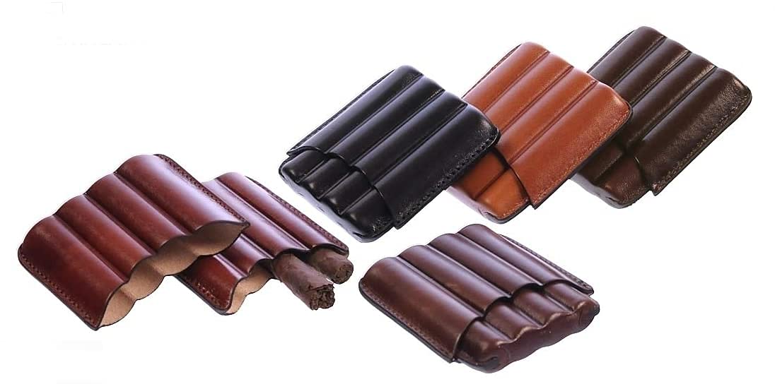 Lubinski - Grooved case for 4 Scissors in Leather - Brown