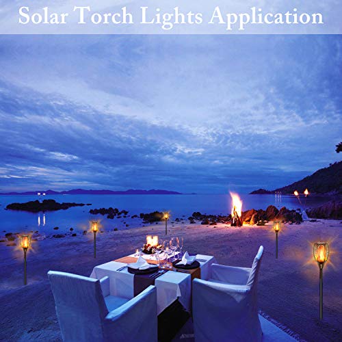 DIKAIDA 4 Pack Solar Torch Lights, Waterproof Flickering Flame Solar Torches Dancing Flames Landscape Decoration Lighting Dusk to Dawn Outdoor Security Path Light for Garden Patio Deck Yard Driveway