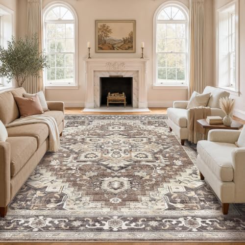 DTICON Vintage Washable Area Rug Living Room