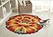 Luk Oil Sunflower Round Rug Mats Flowers Round Rugs Yellow Flowers Round the Bedroom Carpet 35.43-inch By 35.43-inch (Orange)