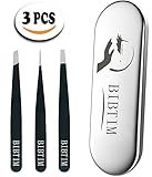 BIBTIM Tweezer Set Best Stainless Steel Tweezers Kit ESD Slant Tip, Pointed, Curved Tweezers for Eyebrow, Splinter and Ingrown Hair Removal Professional Tweezers Precision for Women and Men (Black)