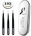 BIBTIM Tweezer Set Best Stainless Steel Tweezers Kit ESD Slant Tip, Pointed, Curved Tweezers for Eyebrow, Splinter and Ingrown Hair Removal Professional Tweezers Precision for Women and Men (Black)