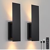Vloitgol Black Wireless Wall Sconces Set of Two,3000K-6000K Dimmable Battery Operated Wall Sconces with Remote,USB Rechargeab