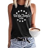 PUCKOLITY American Flag Patriotic Tank Tops for Women 4th of July Shirt USA Flag Stars Stripes Graphic Tank Tops Summer Tee