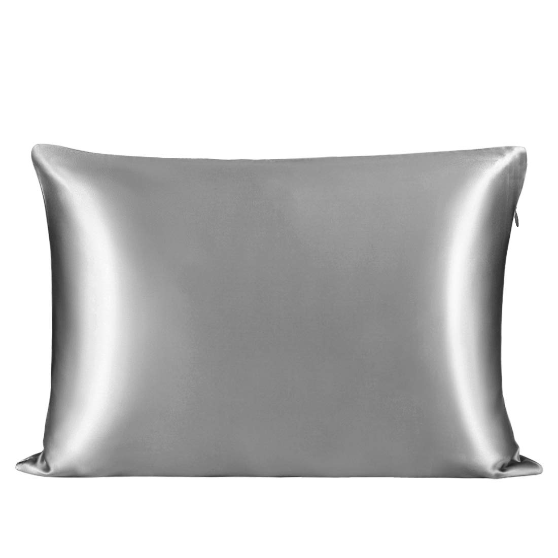 PiccoCasa Mulberry Silk Pillowcase for Hair and Skin, Both Sides 25 Momme Pure Silk, Silk Pillow Cover with Hidden Zipper Closure, 1Pcs Grey 50x75cm/Queen