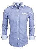Tom's Ware Mens Classic Vertical Striped Fake Pocket Longsleeve Shirt TWCMS01-BLUE-US XL