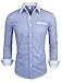 TAM WARE Mens Classic Vertical Striped Fake Pocket Longsleeve Shirt TWCMS01-BLUE-US M