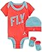 Nike Michael Jordan Baby Girls' 3-Piece FLY Bodysuit, Hat & Booties Set, Flylava/Flyblue/Flylava , 0-6 Months