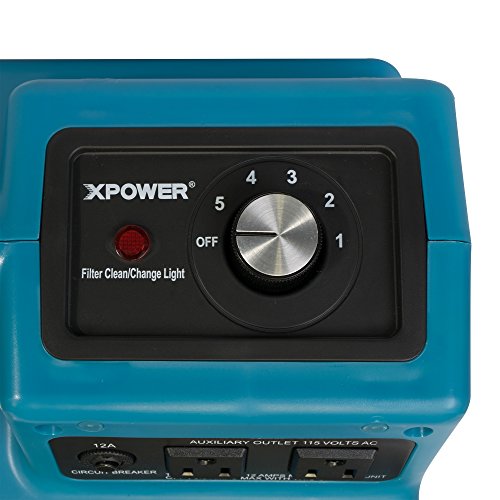 XPOWER X-2480A Professional 3 Stage Filtration HEPA Purifier System, Negative Air Machine, Airbourne Cleaner, Mini Scrubber with Power Outlets for Water Damage Restoration, Home, Commercial Use - Thumbnail 4