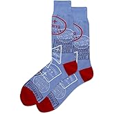 Hot Sox Men's Travel Visas Crew Socks 1 Pair, Slate Grey, Men's 6-12 Shoe