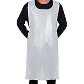 hapray Disposable White Plastic Aprons, 46 inches x 28 inches Waterproof Polyethylene for Cooking Painting Arts n' Crafts