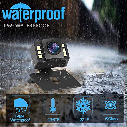 Emmako Wireless Backup Camera and 5'' Monitor System For Cars IP68 Waterproof 6 LED Light Night Vision HD Color Rear View Camera With Guide Lines On/Off - Thumbnail 5