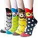YSense Cute Animal Socks for Women 5 Pairs, Funny Dog Socks and Cool 100% Cotton Art Painting Cat Socks Women