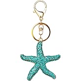 JTTBIGV Cute Animal BlingBling Crystals Keychain Animal Charm Keyring Car & Bag Accessory For Wallet Purse Handbags Cars Key Pendant Decor (Blue Starfish)