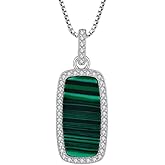 SNOWELLE Malachite Necklace 925 Sterling Silver Naturl Malachite Gemstone Pendant Jewelry Gift for Women