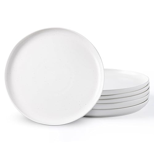 AmorArc Ceramic Plates Set of 6, In Handcrafted Wavy Rim Dish