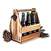 Foster & Rye Acacia Wood 6-pack Beer Carrier - Growler Bottle Caddy, Drink Holder, Liquor Bottle Organizer