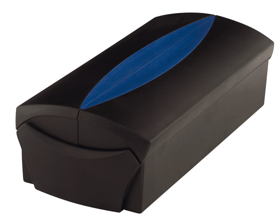HAN 2000-34, Business card box VIP, Professional box for 500 business cards. High-quality finish, supplied with Go-Vip case, tabs and adjustable index card support, black-blue
