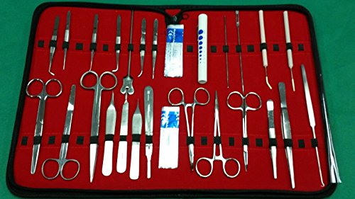 SYNAMED USA 40 PCS Advanced Dissection KIT for Anatomy and Biology Students with Scalpel Knife Handle 14 Blades CASE LAB Veterinary Botany Stainless Steel Dissecting Tool Set for Frogs Animals ETC