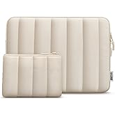 TECOOL Puffy Laptop Case 16 inch,Laptop Sleeve 16 inch for MacBook Pro 16,16" Lenovo Thinkpad Ideapad HP Acer Asus Dell Chromebook,Protective Waterproof 16 inch Sleeve Notebook with Small Case,Beige