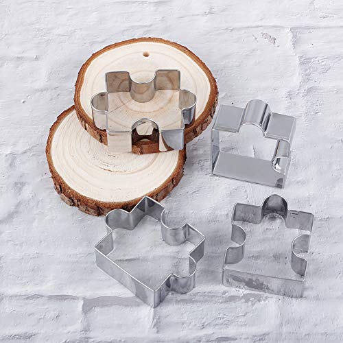 Yunko 4 Pcs Cookie Cutters Stainless Steel Fondant Cutter Set Puzzle Cookie Cutter for developing Children's Intellectual and Practical Skills - Thumbnail 5